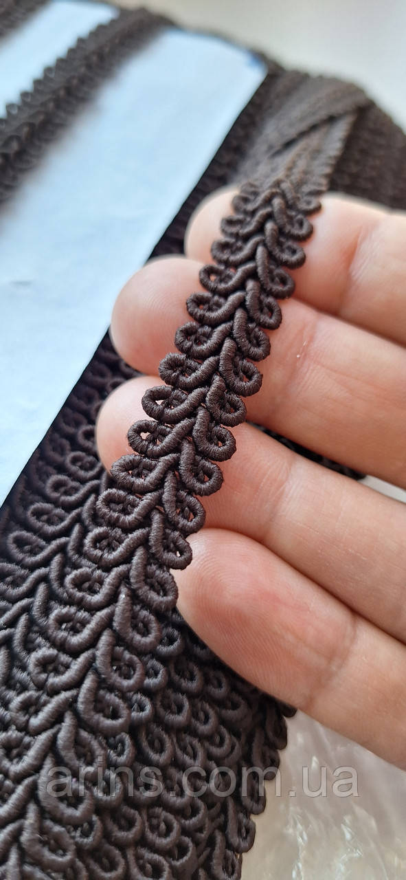 Тасьма косичка "Шубна" 1.5 см коричнева, фото 1