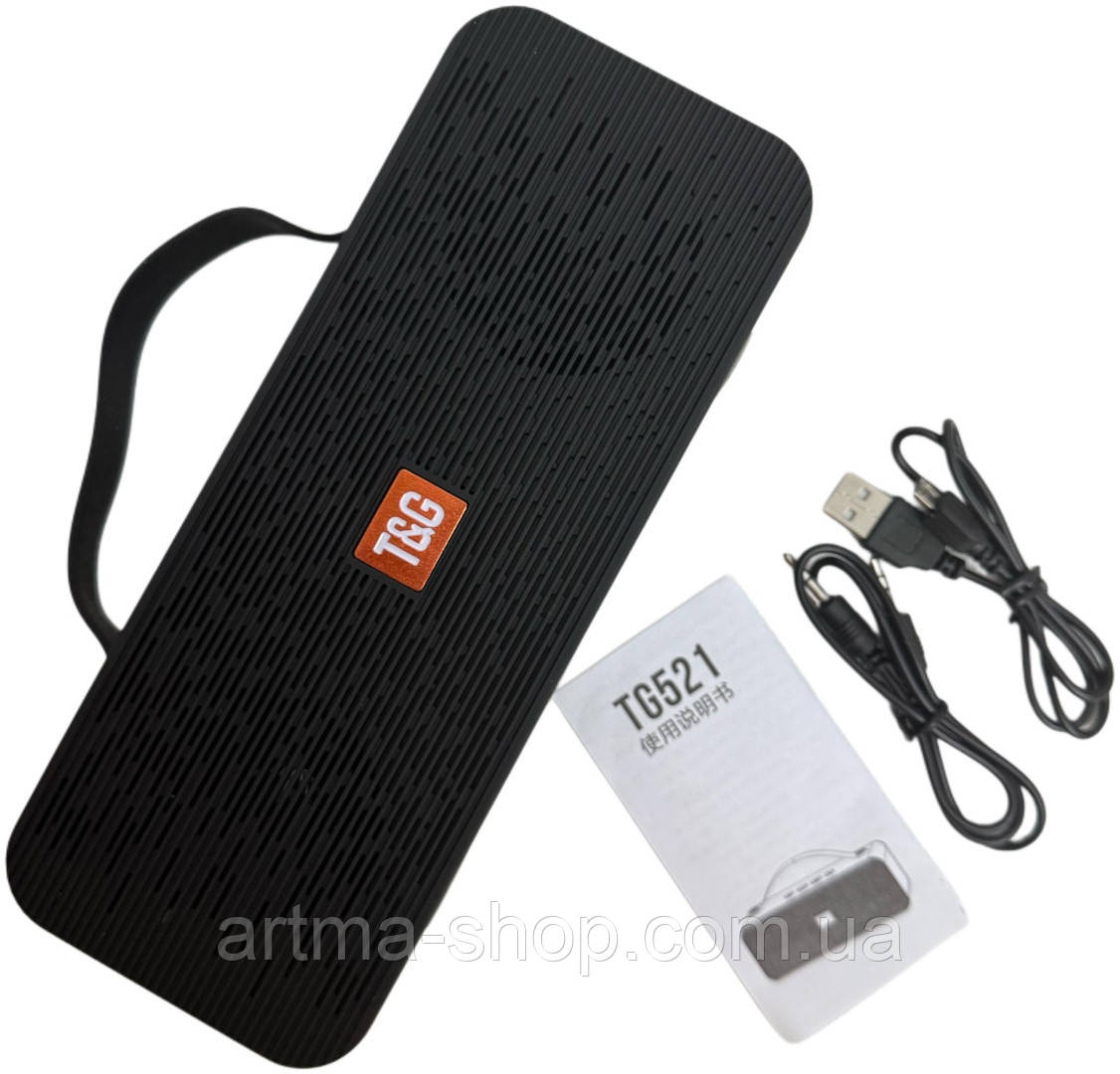 Портативна колонка T&G TG-521, USB microSD, до 4 годин відтворення, Потужність 6Вт, чорна