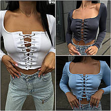 Жіночий топ зі шнурівкою з олії з довгими рукавами розміри норма