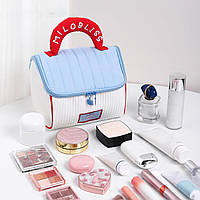 Жіноча косметичка KEXIAO Lovely House, містка косметичка, дорожня сумка для зберігання засобів для догляду за шкірою, синя