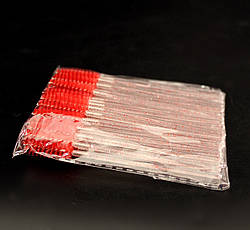 Щіточка для брів і вій зі штучним ворсом Global Fashion, 50 шт/уп, Червона