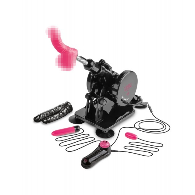Автоматична висувна секс-машина з дилдо, ручкою та присосками, пультом ДК, до 200 т/хв, комплект насадок