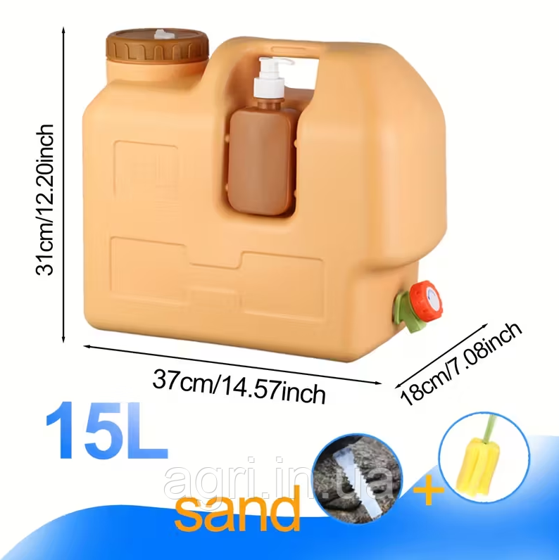 Каністра для води, 15л, з краном і дозатором мила