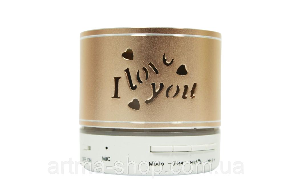 Мініатюрна Bluetooth колонка S-08ULOVE з LED підсвічуванням, Потужність 3Вт, золотиста, фото 1