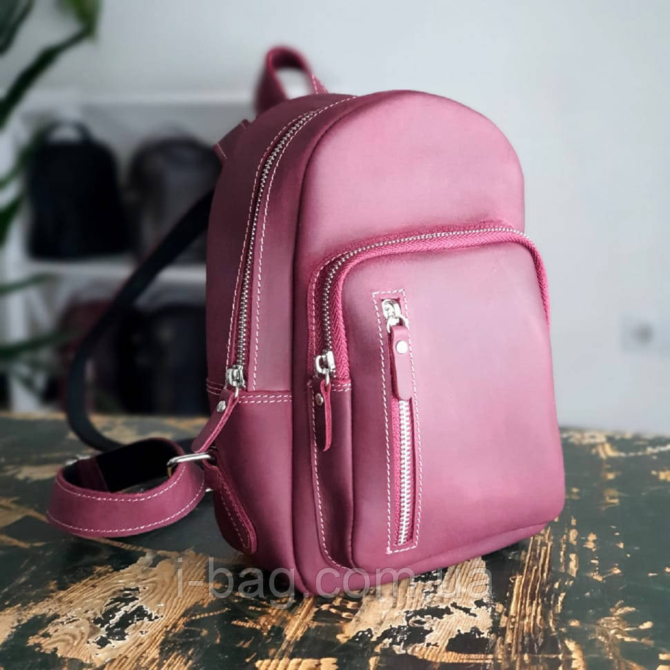 Шкіряний жіночий рюкзак BGS бордовий BGS3011, фото 1