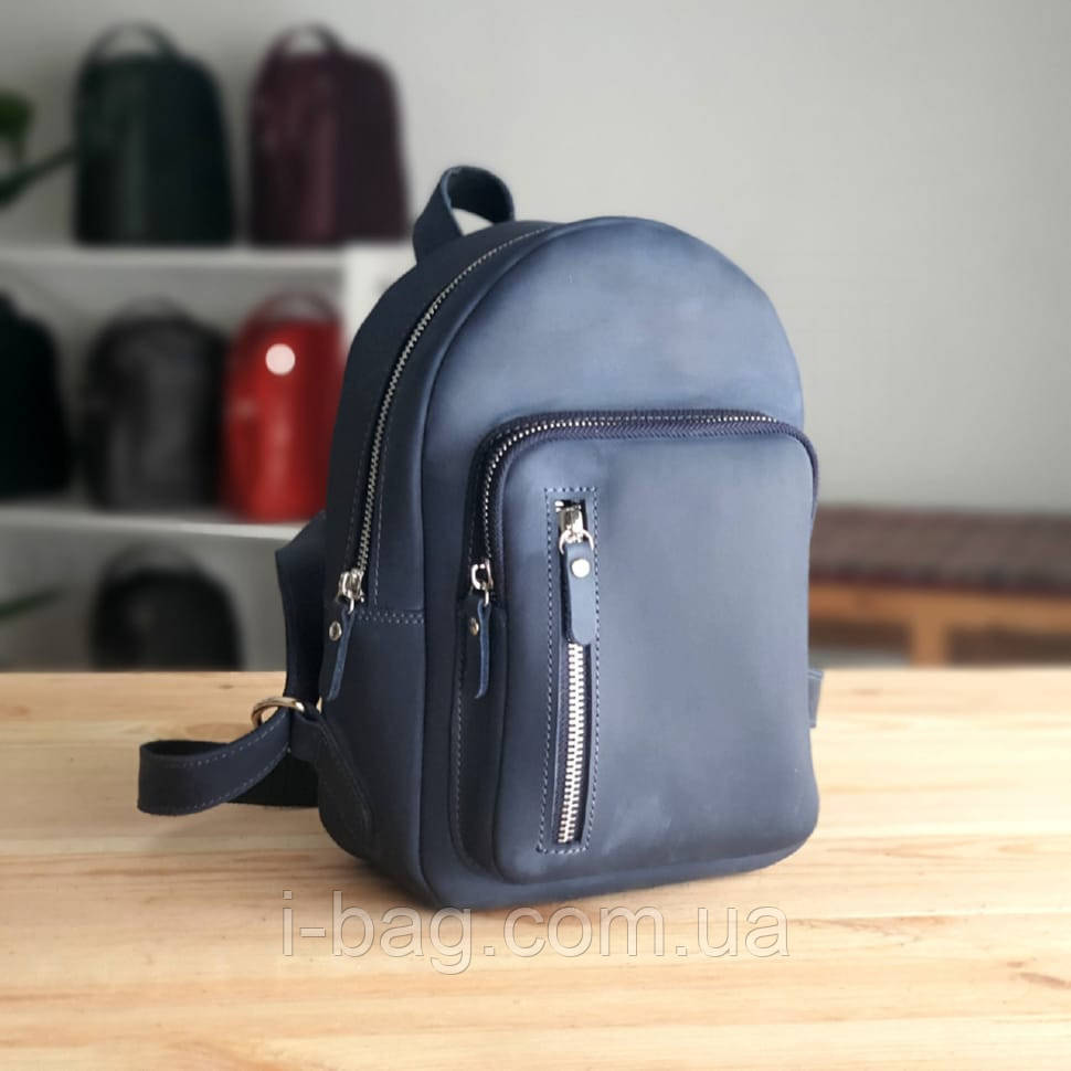 Шкіряний жіночий рюкзак BGS синій BGS3013, фото 1