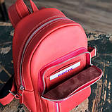 Шкіряний жіночий рюкзак BGS червоний BGS3015, фото 3