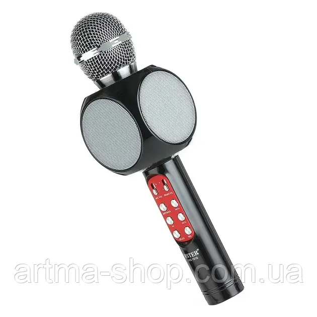 Бездротовий Bluetooth караоке мікрофон Wster WS-1816 з функцією зміни голосу, Потужність 5Вт, дитячий, чорний