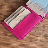 Затиск для грошей BGS шкіряний рожевий фуксія BGS3035, фото 2