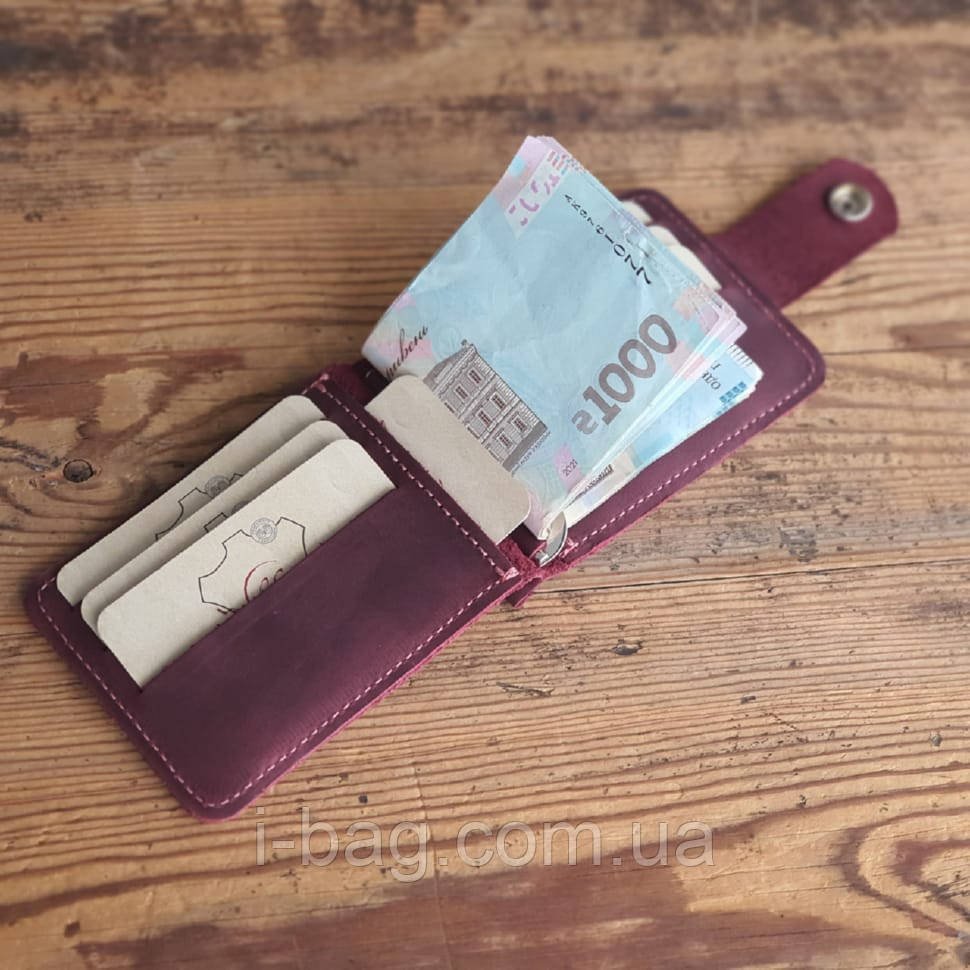 Затиск для грошей BGS шкіряний бордовий BGS3037, фото 1