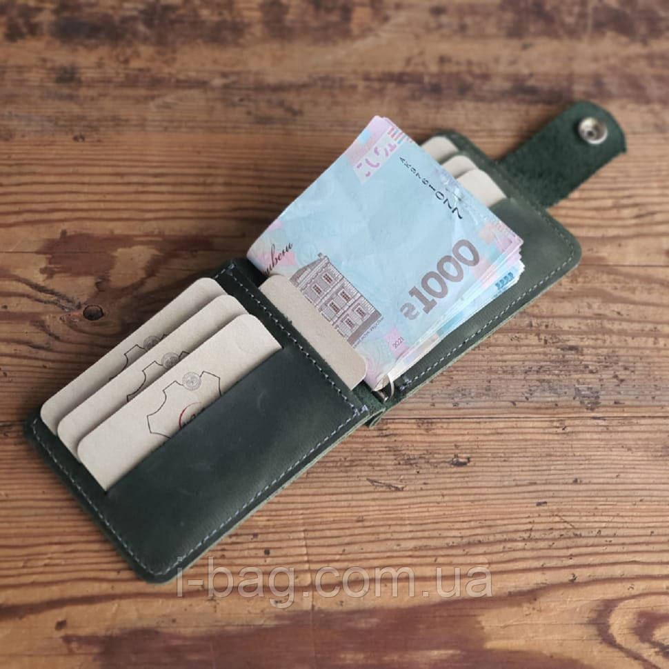 Затиск для грошей BGS шкіряний зелений BGS3038, фото 1