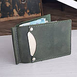 Маленький гаманець BGS з притиском для грошей шкіряний зелений BGS3041, фото 2