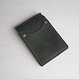 Маленький гаманець BGS з притиском для грошей шкіряний зелений BGS3041, фото 4