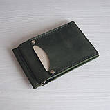 Маленький гаманець BGS з притиском для грошей шкіряний зелений BGS3041, фото 5