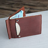 Маленький гаманець BGS з притиском для грошей шкіряний коньячний BGS3042, фото 2