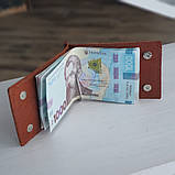 Маленький гаманець BGS з притиском для грошей шкіряний коньячний BGS3042, фото 4
