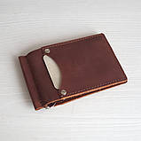 Маленький гаманець BGS з притиском для грошей шкіряний коньячний BGS3042, фото 6