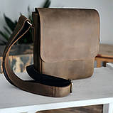 Чоловіча повсякденна шкіряна сумка BGS оливкова 23*20*7 см BGS3044, фото 2