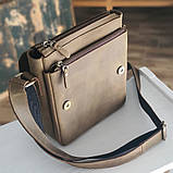 Чоловіча повсякденна шкіряна сумка BGS оливкова 23*20*7 см BGS3044, фото 3