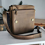 Чоловіча повсякденна шкіряна сумка BGS оливкова 23*20*7 см BGS3044, фото 4
