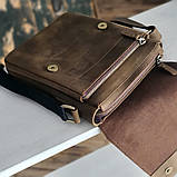 Чоловіча повсякденна шкіряна сумка BGS оливкова 23*20*7 см BGS3044, фото 7