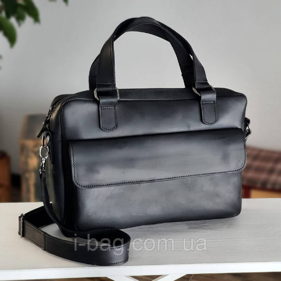Чоловіча шкіряна сумка для документів BGS чорна BGS3046, фото 1