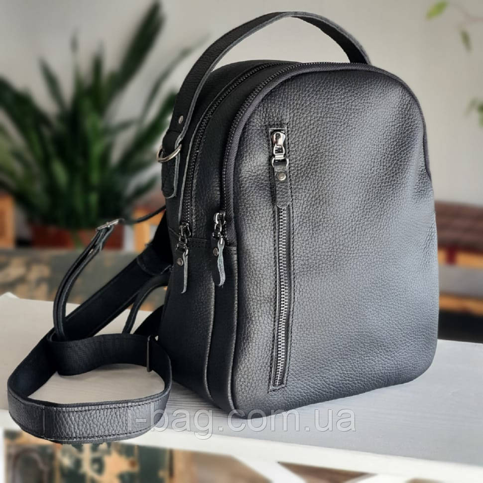 Жіночий шкіряний рюкзак BGS чорний BGS3047, фото 1