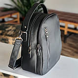 Жіночий шкіряний рюкзак BGS чорний BGS3047, фото 5