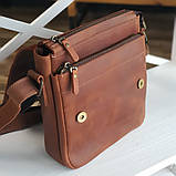 Чоловіча повсякденна шкіряна сумка BGS коньячна 23*20*7 см BGS3049, фото 2