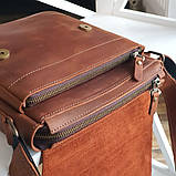 Чоловіча повсякденна шкіряна сумка BGS коньячна 23*20*7 см BGS3049, фото 3