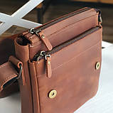 Чоловіча повсякденна шкіряна сумка BGS коньячна 23*20*7 см BGS3049, фото 4