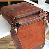 Чоловіча повсякденна шкіряна сумка BGS коньячна 23*20*7 см BGS3049, фото 5