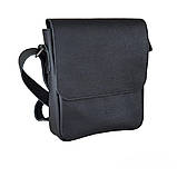 Чоловіча шкіряна сумка через плече BGS 23*20*5 см чорна флотар BGS3054, фото 2