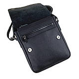 Чоловіча шкіряна сумка через плече BGS 23*20*5 см чорна флотар BGS3054, фото 3