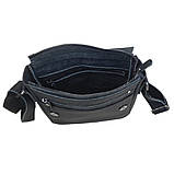 Чоловіча шкіряна сумка через плече BGS 23*20*5 см чорна флотар BGS3054, фото 5