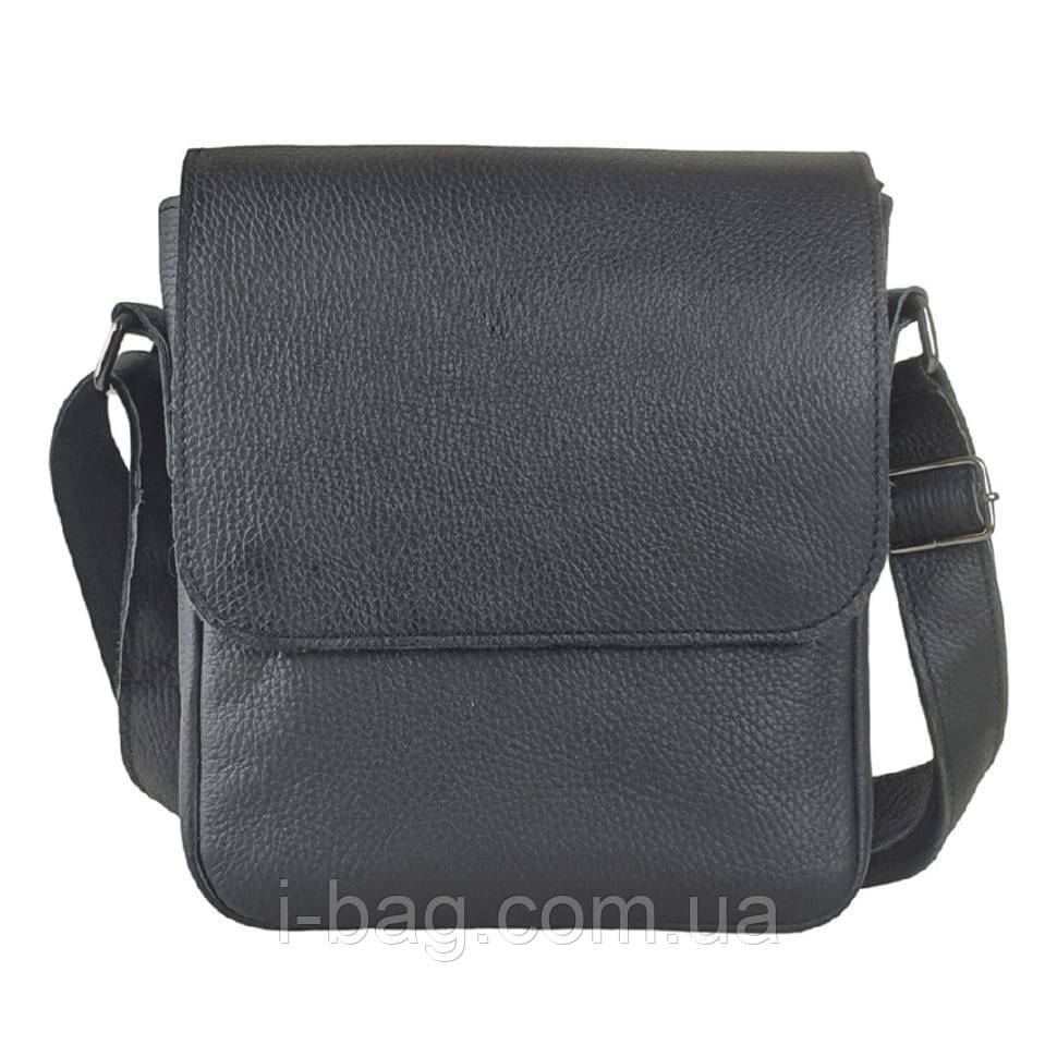 Чоловіча сумка через плече BGS 23*20*7 см шкіряна флотар чорна BGS3055, фото 1