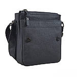 Чоловіча сумка через плече BGS 23*20*7 см шкіряна флотар чорна BGS3055, фото 4