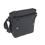 Чоловіча сумка через плече BGS 23*20*7 см шкіряна флотар чорна BGS3055, фото 5