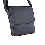 Чоловіча сумка через плече BGS 23*20*7 см шкіряна флотар чорна BGS3055, фото 9