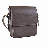 Чоловіча сумка через плече BGS 23*20*7 см шкіряна флотар коричнева BGS3056, фото 2