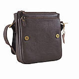 Чоловіча сумка через плече BGS 23*20*7 см шкіряна флотар коричнева BGS3056, фото 3