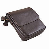 Чоловіча сумка через плече BGS 23*20*7 см шкіряна флотар коричнева BGS3056, фото 6