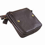 Чоловіча сумка через плече BGS 23*20*7 см шкіряна флотар коричнева BGS3056, фото 7