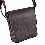 Чоловіча сумка через плече BGS 23*20*7 см шкіряна флотар коричнева BGS3056, фото 8