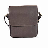 Чоловіча сумка через плече BGS 23*20*7 см шкіряна флотар коричнева BGS3056, фото 9