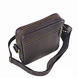 Сумка чоловіча через плече BGS 22*20*5 cм шкіряна коричнева флотар BGS3058, фото 4