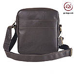 Сумка чоловіча через плече BGS 22*20*5 cм шкіряна коричнева флотар BGS3058, фото 8