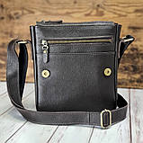 Чоловіча шкіряна сумка через плече BGS 23*20*5 см коричнева флотар BGS3059, фото 2