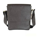 Чоловіча шкіряна сумка через плече BGS 23*20*5 см коричнева флотар BGS3059, фото 5