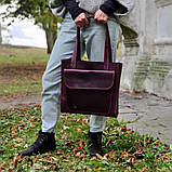 Стильна жіноча шкіряна сумка шопер BGS бордова 33*35*12 см BGS3060, фото 2